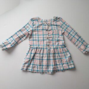 Carter's Pastel Plaid Long Sleeve Dress Girls 4t PLAY